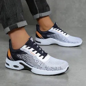 Men's Breathable Lace-Up Running Shoes Fei-Woven Mesh Casual Shoes Comfortable Air-Cushioned Men's Shoes Free Shipping Shoe