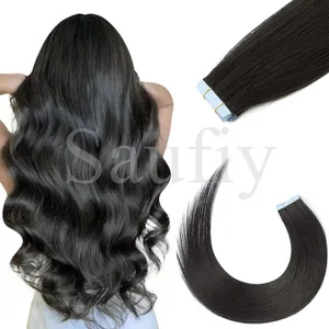 Blonde Tape In Hair Extensions Human Hair 20pcs/Pack Straight Natural Black Blonde Brown Tape Ins Hair Extensions 12-20inches Seamless Double Side Skin Weft Tape In Hair For Women