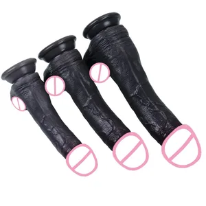 Big Glans Realistic Dildo With Suction Cup Black Silicone Skin Soft Penis Sex Toys For Women Men Anal Vagina Orgasmic Massager