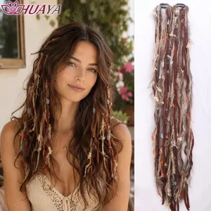 Synthetic Colorful Clip-in Hair Extensions Boho Yarn Dreadlock Braids Festival Party Hair Accessories for Women
