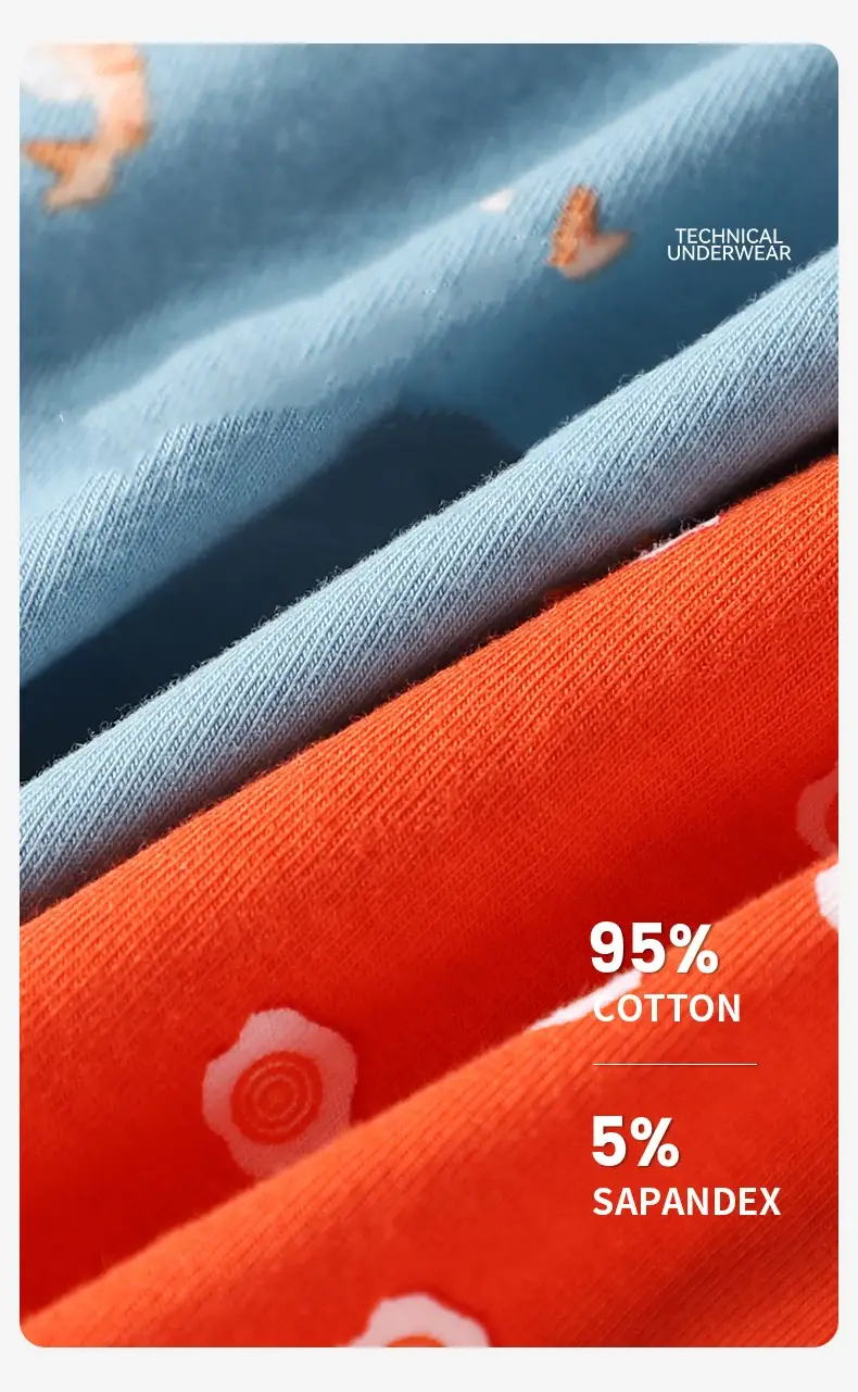 MiiOW Autumn Winter Cotton Men's Underwear Set Antibacterial Crotch Mens Underpants Funny Printed Breathable Man Boxers Briefs