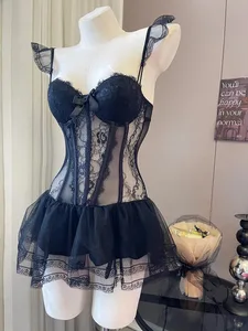Women Camisole Sheer Mesh Fishbone Slim Crop Top Wired Bra Camis Festival Lingerie Sexy Lace Floral Embroidery Bow Corset