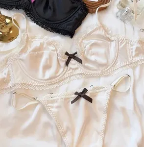 Ice Silk Brief Sets Comfort Underwear Women Sexy Lace Ultra Thin Push Up Bra Set High Quality Brassiere Breathable Lingerie