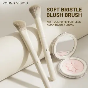 Make-up Brushes Beginner-Friendly Blush Brush with Birch Wood Handle – Soft Fluffy Face Powder Brush