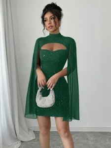 Summer Vintage Sparkly Sequin Dress with Keyhole Neckline Fashion Mini Bodycon Party Gown Elegant Slim Fit Evening Dresses