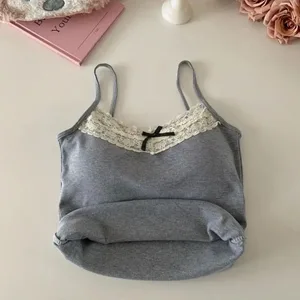 2026 Korean Y2k Crop Top Spring Summer Lace Tank Top Women Cropped Cute Camis Vest Sexy White Crop Tops Sleeveless Vest Coquette