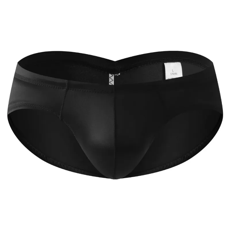 Breathable Low Waist Male Underwear Ice Silk Bulge Pouch Satin Silk Briefs Glossy Shiny Lingerie Men's Triangle Panties Sports