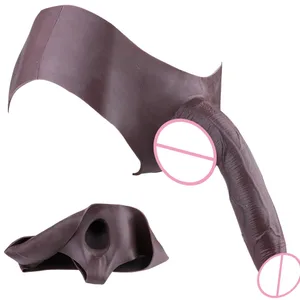 Silicone Boxer Shorts Pants With Realistic Hollow Dildo Lifelike Penis Sleeve Pants For Men Adult Couple's Sex Toy Sexshop