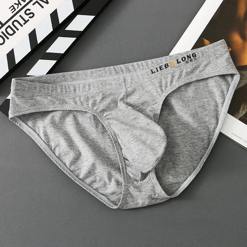 Men Sexy Brief Underwear Seamless Cotton Breathable Comfort Sweat Absorp Sports Panties Youth Low-rise U Convex Pouch Underpants