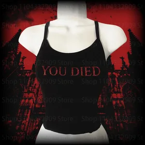 Y2k Tank Top Harajuku Goth letter Graphic Black Sleeveless Camis Top Vintage Punk Emo Girls Streetwear Casual Grunge Crop Top