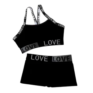 1Set Casual Letter Women Seamless Bra Set V-Neck Breathable Lingerie Set Elastic Comfortable Sport Brassiere