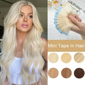 Blonde Mini Tape in Hair Extensions Human Hair Natural Straight Black Brown Double Side Seamless PU Skin Weft Tape Ins 10pcs