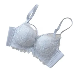 Thin Cup Full Lace Lingerie Set 32-38 AB French Wireless Bra Lift Anti Sag Push Up Design for Small Bust Sensual Ladies