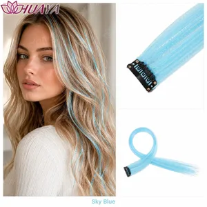 Synthetic Glitter Hair Tinsel Clip In Extensions for Women Girls Colorful Party Festival Cosplay Hair Accessories