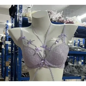 1. BANERDANNI Pure Style Women Lingerie Suit Purple Thin Strap Bowknot Comfort Breathable Underwear Set Size 32-38 Intimate Wear