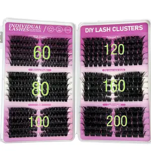 Fluffy Cluster Lashes 3 IN 1 Lash Clusters Extension Cat Eye Lashes&Bottom Lashes Mixed Tray Individual Eyelashes
