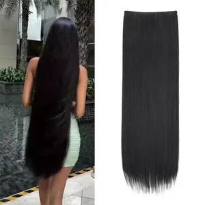 32 Inch Synthetic No Clips Invisible Wire Hair Extension Artificial Natural Fake False Long Straight Hairpiece Blonde For Women