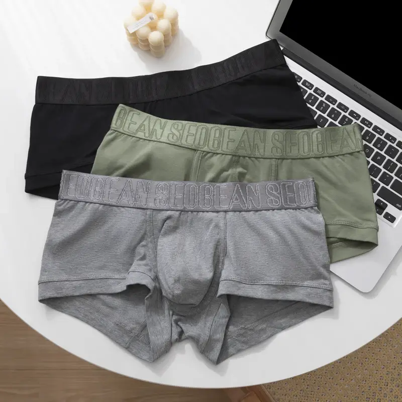 Men's Breathable Cotton Boxer Shorts U-Convex Pouch Low-Waist Soft Stretch Underwear for Daily Casual & Intimate Wear