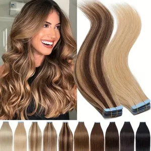 Tape in Hair Extensions Human Hair Blonde Seamless Tape Hair Extensions 4x0.8cm Skin Weft PU Tape On Hair 20PCS 12"-22"