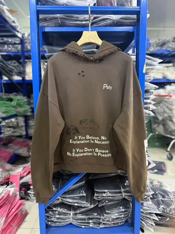 High Street Damaged Hole Old Paly Hoodies Men Woman Washed Black Brown Sweatshirts Best Quality Autumn Winter Pullovers