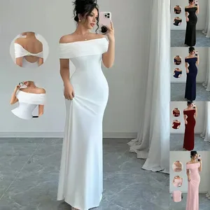 Off Shoulder Party Dress Women‘s Sleeveless Sexy Bodycon Midi Dress Elegant Bandage Cocktail Dress for Night Out