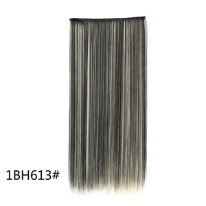 24 inch Synthetic Long Straight Clip In One Piece Hair Extension 5 Clips False Blonde Hair Brown Black Heat Resistant Fake Hair