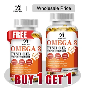 Buy 1 Get 1 Free! Ultra Strength Omega 3 Fish Oil Supplement for Immunity Mood Bones & Cardiovascular Function GMP Certified