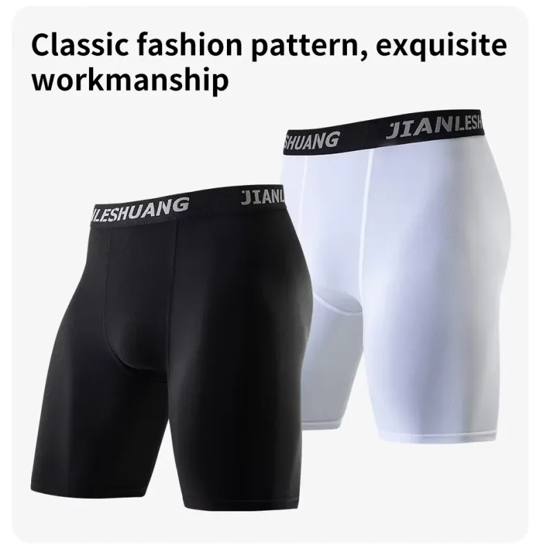 5piece Set Of Men's Classic Black And White Elastic Long Underwear Quick Drying Comfortable Sporty Youth Trend Flat Corner Pants