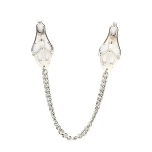 Metal Nipple Clamps Clips with Chain Clitoris Stimulator Steel Nipple Breast Clamps Flirting Women Sex Toy