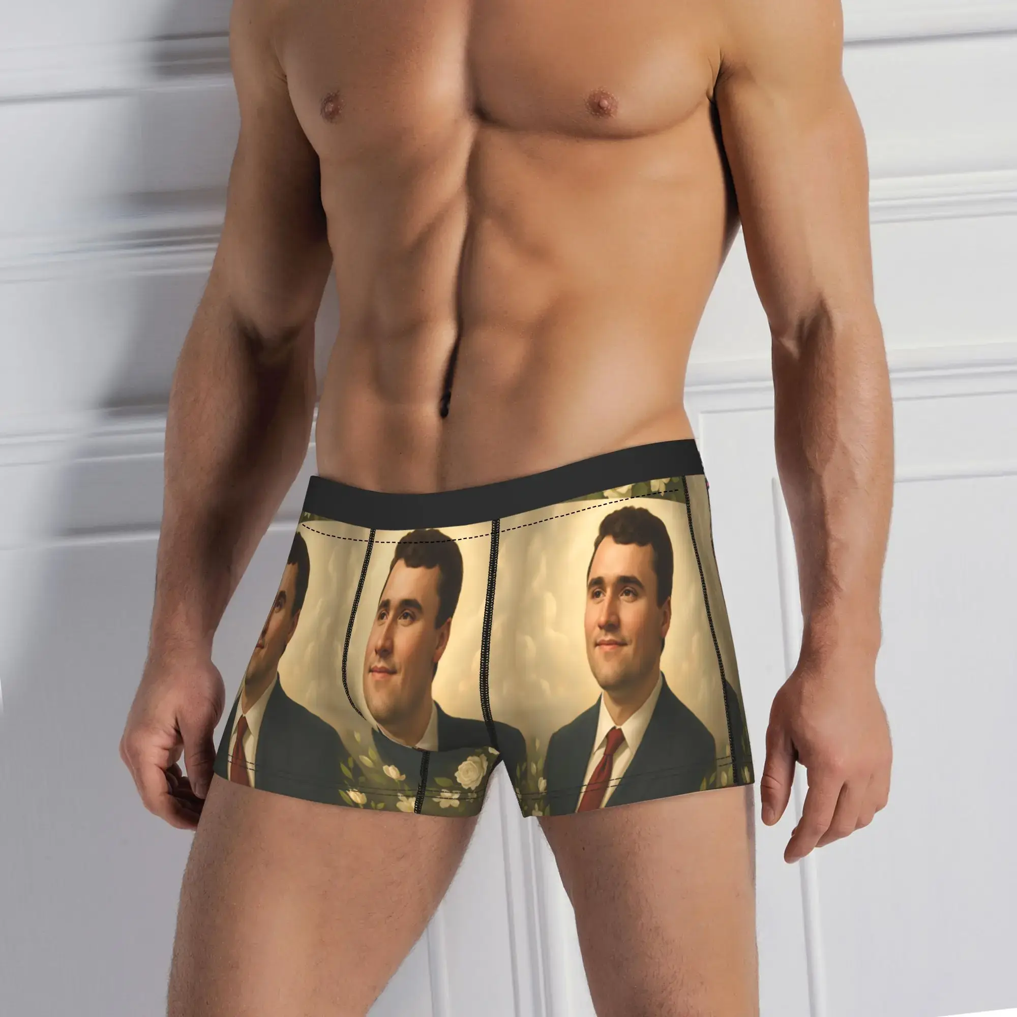 Charlie Kirk Angelic Advocate Underwear Funny Panties Printed Boxer Brief For Men 3D Pouch Plus Size Boxershorts