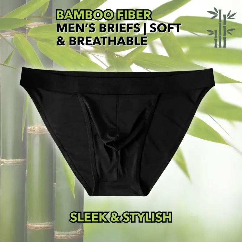 Men's Sexy High Cut Thong Bamboo Briefs Low Rise Integrated Pouch Breathable Athletic Underwear for Bodybuilder Gym Daily Wear