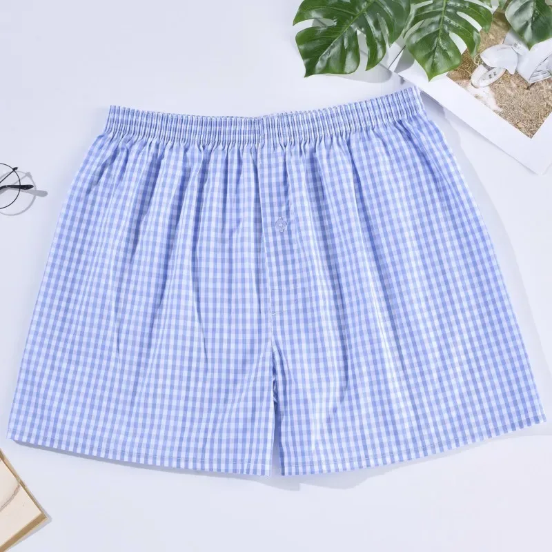 Men Boxers Shorts Casual Cotton Sleep Underpants Mens Underwear Arrow Panties Striped Plaid Loose Comfortable Homewear XL-4XL