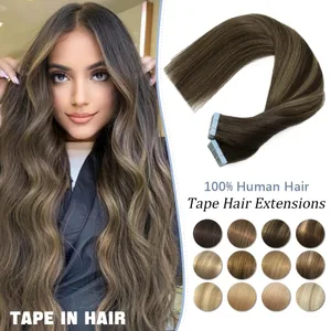 Remy Straight Tape in Human Hair Extensions 20Pcs Omber Blonde Tape in Extensions Skin Weft Natural Hair14-24inch Invisible