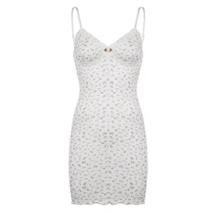 Fashion Lace Trim Women's Dress Slim Fit Sleeveless Camisole Dress Comfortable Floral Print One-piece Jumpsuit Summer