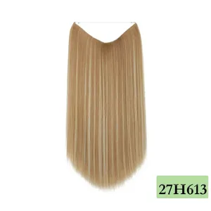 14"-22" 120g Synthetic Halo Hair Extensions With Clips 27-613 Blonde Auburn Brown High Temperature Fiber Thick False Hair Piece