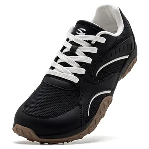 Unisex Wide Toe Hiking Sneakers Lace-Up Walking Shoes Outdoor Travel Artificial Leather Mesh Minimalist Sneakers