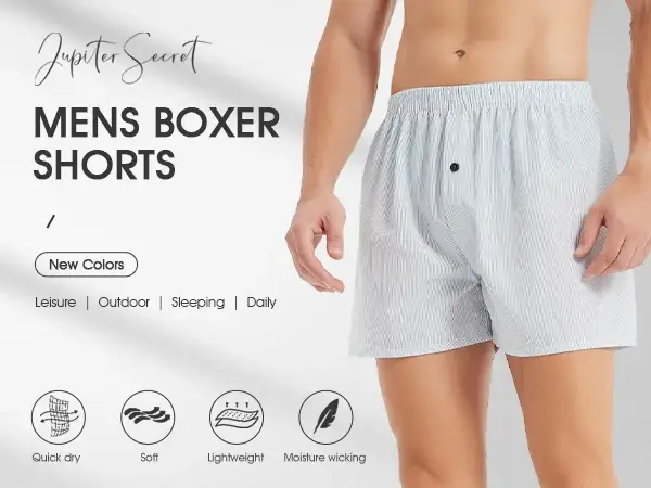 JupiterSecret 6pcs Men's Underwear Boxer Shorts Loose Plaid Woven Elastic Waistband Male Underpants Homewear Random Colors