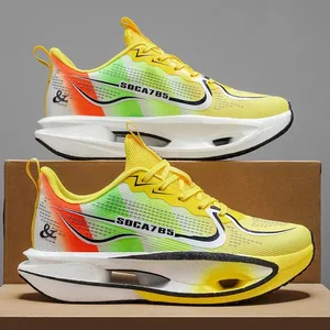Unisex Lightweight Breathable Running Shoes - Cushioning and Wear-Resistant Technology White/Blue/Orange Color Combination Low-Top Mesh Design Suitable for Marathon Sprint and Casual Wear - All-Season Sneakers with Flexible Rubber Sole