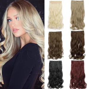 Synthetic 22 32inches 5 Clips Hair Extension Heat Resistant Fake Hairpieces Long Wavy Hairstyles Clip In Hair Extensions