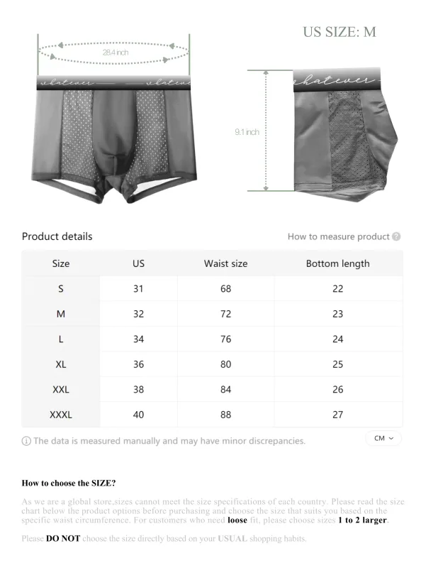 1PC Mesh Ice Silk Boxer Shorts Men's Underwear Underpants Breathable Teenagers Panties Bamboo Lingerie Plus Size Whatever Print