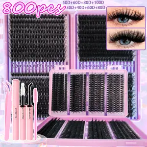 Lashes Cluster DIY Lash Extension Mixed Tray Clusters Eyelashes Fluffy Individual Lashes Cat Eye Lash Extension