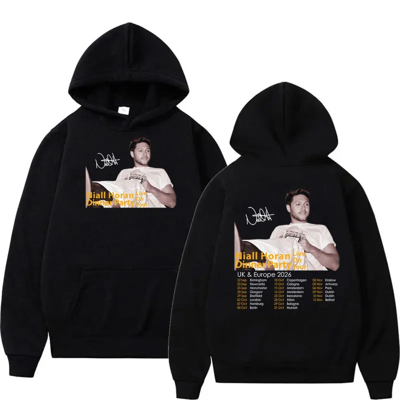 Niall Horan Dinner Party Live on Tour 2026 Print Hoodie Men's Clothing Fashion Oversized Sweatshirt Vintage Long Sleeve Hoodies