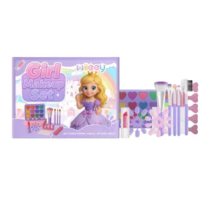 Kids Makeup Set for Girls Dreamy Style Multi‑color Pretend Play with Eyeshadow Lipstick Press on Nails for Dress‑up Game Gift