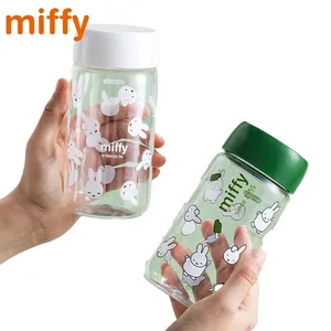 Kawaii Miffy Cute Summer Water Cup Cartoon Rabbit Printing Simple Style Transparent Plastic Portable Coffee Cup Girl Gift
