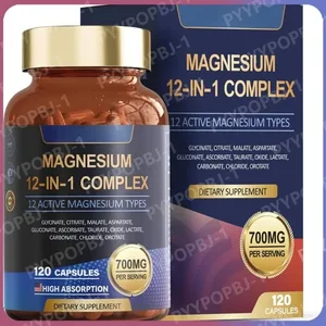 Magnesium Capsule Contain Glycinate Citrate & Aspartate Etc Complex Supplement Relaxation Muscle Heart Health Support 120 Count