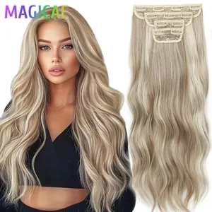 24Inch Piano Blonde P12/16/613 4Pcs/Lot Clips In Body Wave 220Grams Ombre Brown High Temperature Bio Synthetic Hair Extensions