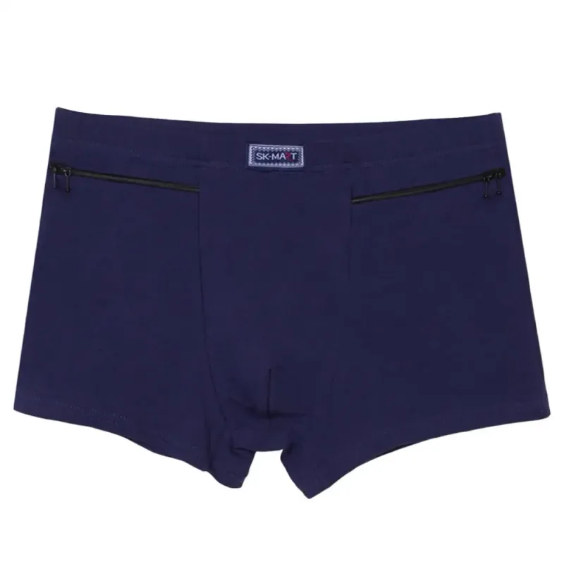 Men's Pockets Anti-theft Briefs Boxer Seamless Elastic Panties Solid Color U-Bump Male Shorts Underpants Daily Wear