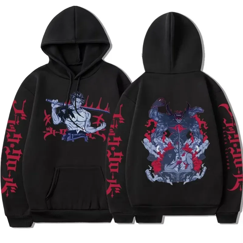 Black Clover Japanese Anime Hoodie Yami Sukehiro Graphic Sweatshirts Men's Harajuku Clothes Casual Oversized Sportswear