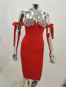 New Women Summer Sexy Backless Pearl Diamonds Crystal Black Mini Bodycon Bandage Dress 2021 Elegant Evening Party Dress Vestido