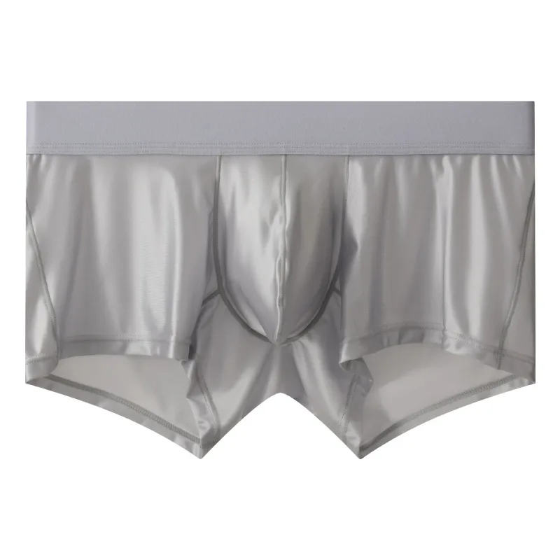Mens Underwear Boxer Shorts Man Solid Slim Nylon Panties Cueca Middle Waist JJ Pouch Underpants Male Boxers Ropa Plus Size M-XXL 3256811688904070